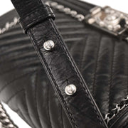 Boy Chanel Black Calfskin Chevron Medium Shoulder Bag 196406