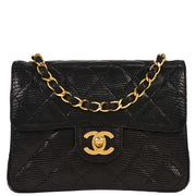 Chanel Black Lizard Mini Classic Square Flap Shoulder Bag 17 196410