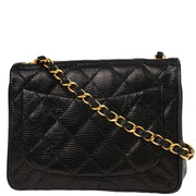 Chanel Black Lizard Mini Classic Square Flap Shoulder Bag 17 196410