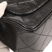 Chanel Black Lizard Mini Classic Square Flap Shoulder Bag 17 196410