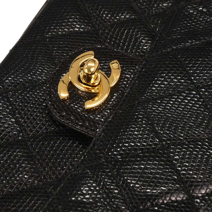 Chanel Black Lizard Mini Classic Square Flap Shoulder Bag 17 196410