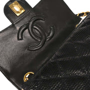 Chanel Black Lizard Mini Classic Square Flap Shoulder Bag 17 196410