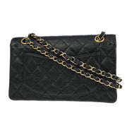 Chanel Black Calfskin Small Classic Double Flap Shoulder Bag 196411