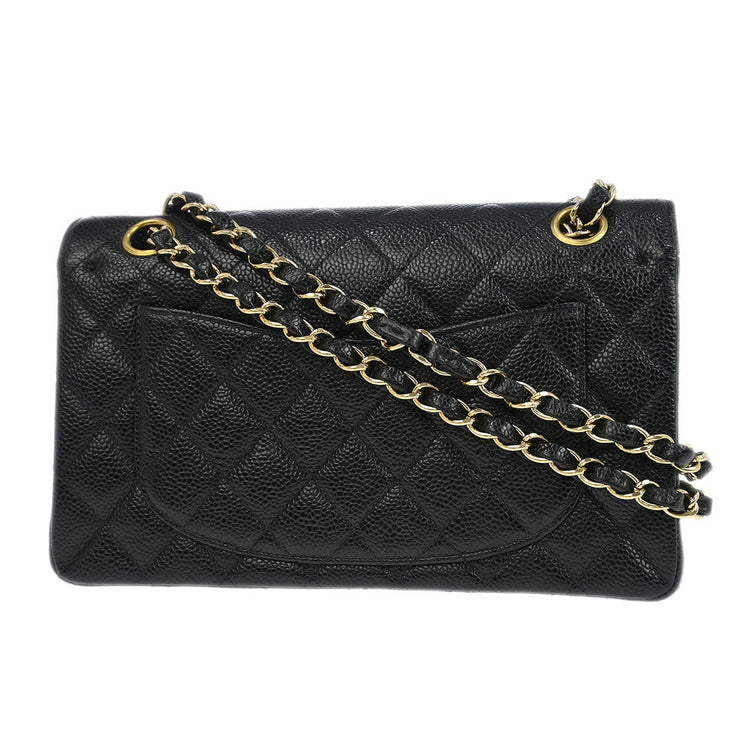 Chanel Black Calfskin Small Classic Double Flap Shoulder Bag 196411