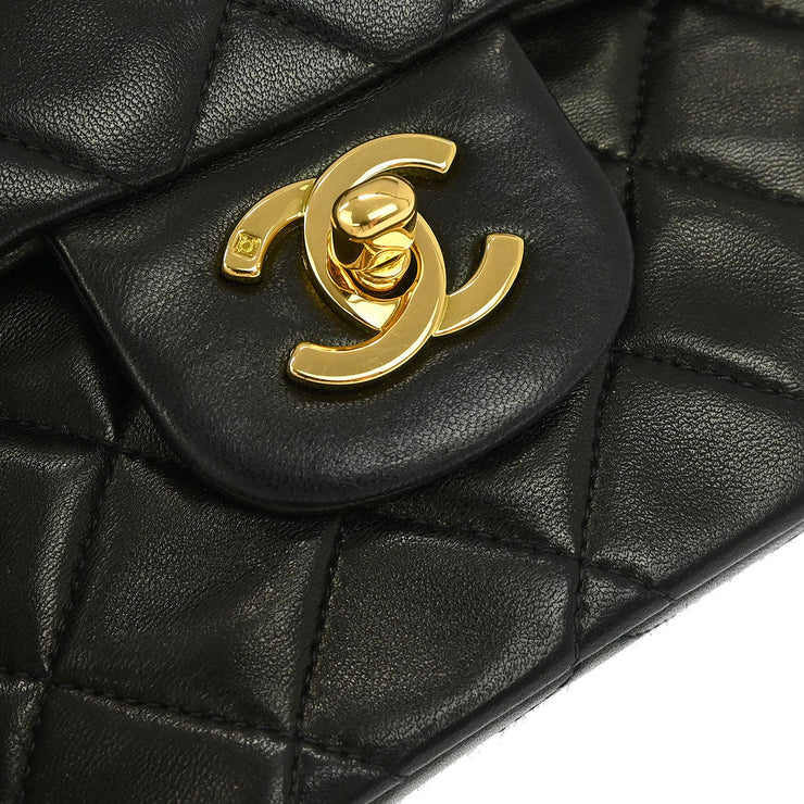 Chanel Black Lambskin Small Classic Double Flap Shoulder Bag 196412