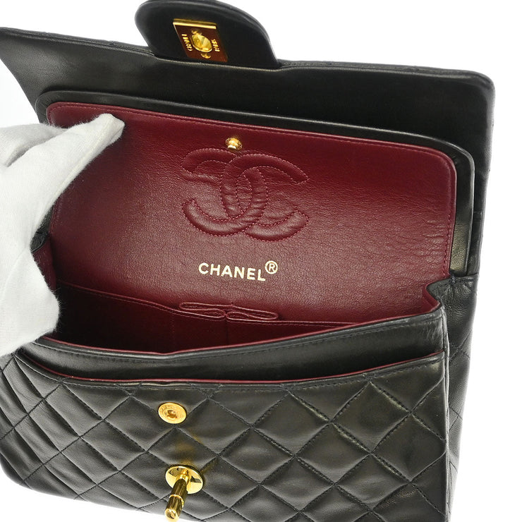Chanel Black Lambskin Small Classic Double Flap Shoulder Bag 196412
