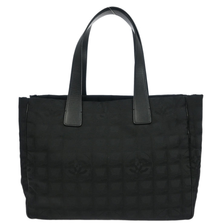 Chanel Black Jacquard Nylon Travel Line Tote Handbag 196415
