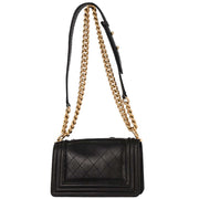 Boy Chanel Black Lambskin Camellia Small Chain Shoulder Bag 196416
