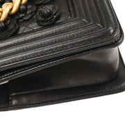 Boy Chanel Black Lambskin Camellia Small Chain Shoulder Bag 196416