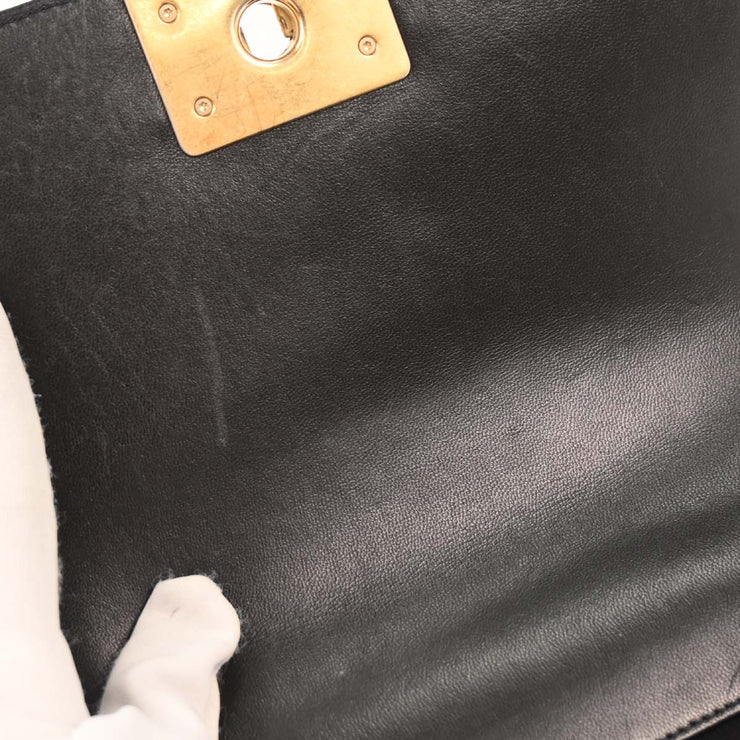 Boy Chanel Black Lambskin Camellia Small Chain Shoulder Bag 196416