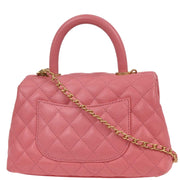 Chanel Pink Calfskin Coco Handle XS 2way Handbag 196418