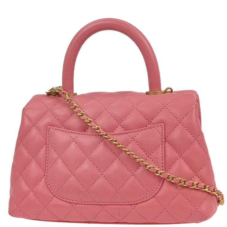 Chanel Pink Calfskin Coco Handle XS 2way Handbag 196418