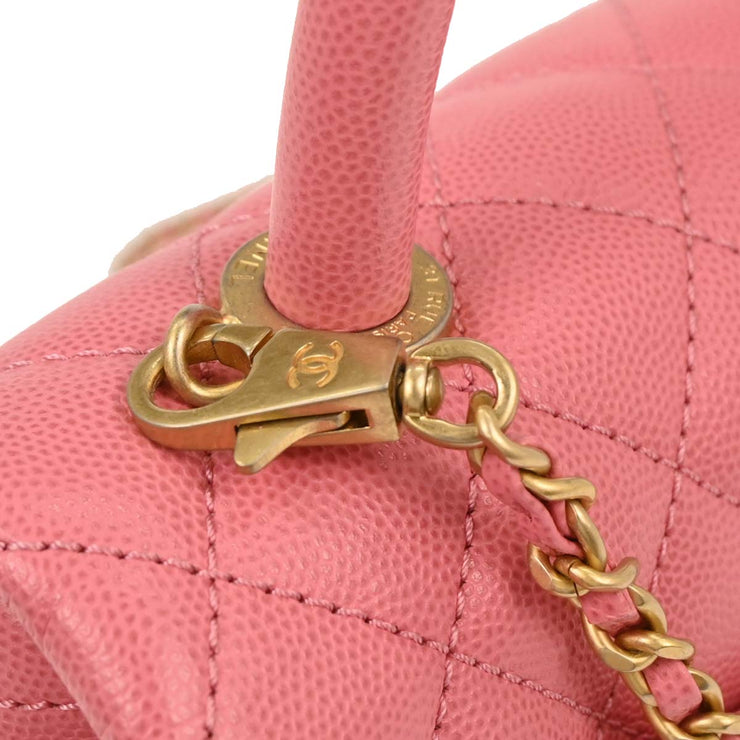 Chanel Pink Calfskin Coco Handle XS 2way Handbag 196418