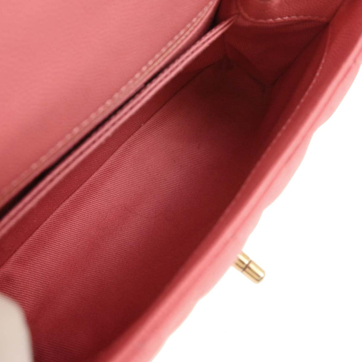 Chanel Pink Calfskin Coco Handle XS 2way Handbag 196418