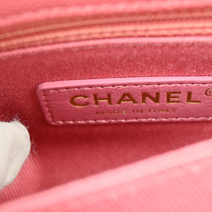 Chanel Pink Calfskin Coco Handle XS 2way Handbag 196418