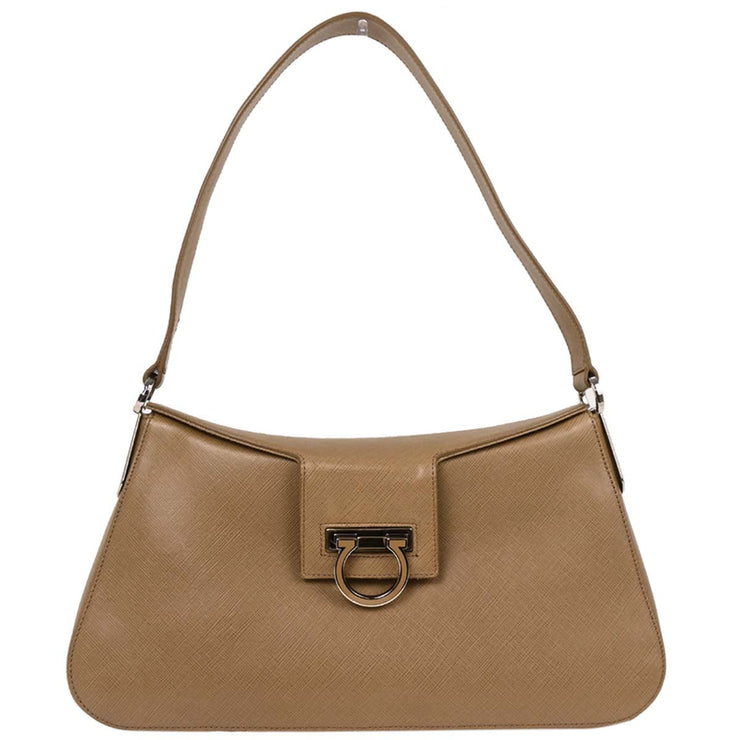 Salvatore Ferragamo Brown Leather Gancini Handbag AU-21/4835 196429