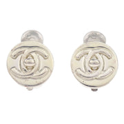 Chanel Turnlock Button Earrings Clip-On Silver 97A 196448