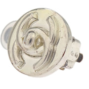 Chanel Turnlock Button Earrings Clip-On Silver 97A 196448