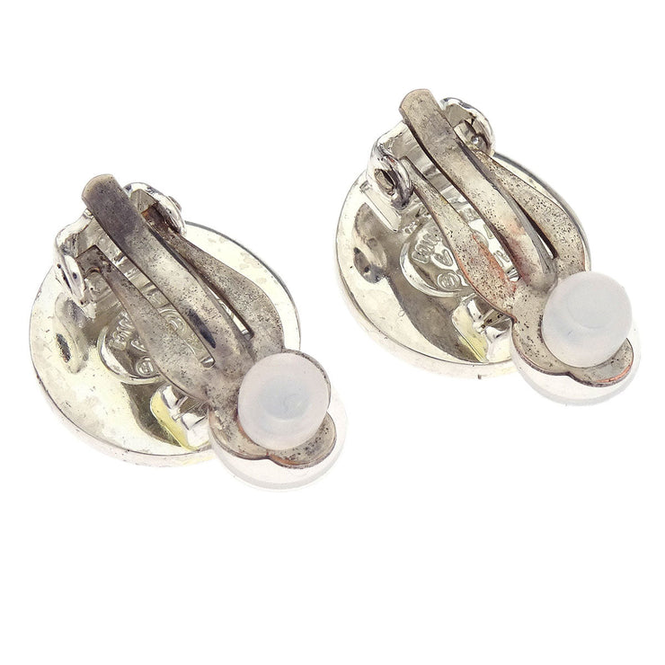 Chanel Turnlock Button Earrings Clip-On Silver 97A 196448