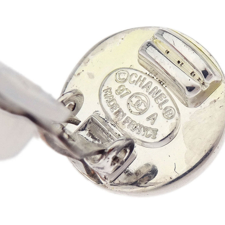 Chanel Turnlock Button Earrings Clip-On Silver 97A 196448