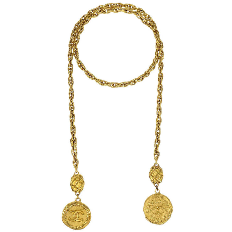Chanel Medallion Gold Chain Pendant Necklace 196449