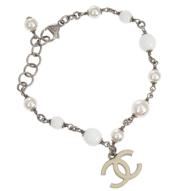 Chanel CC Chain Bracelet Silver Artificial Pearl C19C 196451