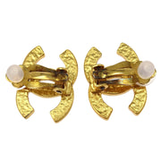 Chanel CC Black Earrings Clip-On Gold 02A 196452