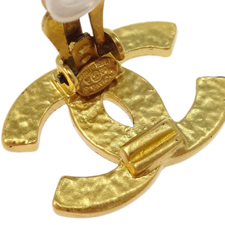 Chanel CC Black Earrings Clip-On Gold 02A 196452
