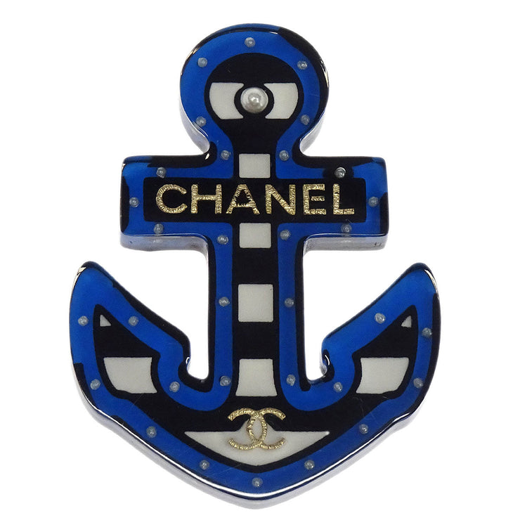Chanel Brooch Pin Anchor Blue 18P 196456
