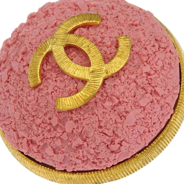 Chanel Gold Pink Button Earrings Clip-On 93C 196457
