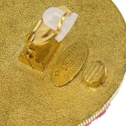 Chanel Gold Pink Button Earrings Clip-On 93C 196457