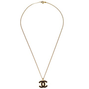 Chanel CC Chain Necklace Pendant Gold Black 01A 196460