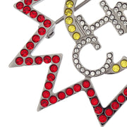 Chanel Brooch Pin Rhinestone Silver Red B17K 196462