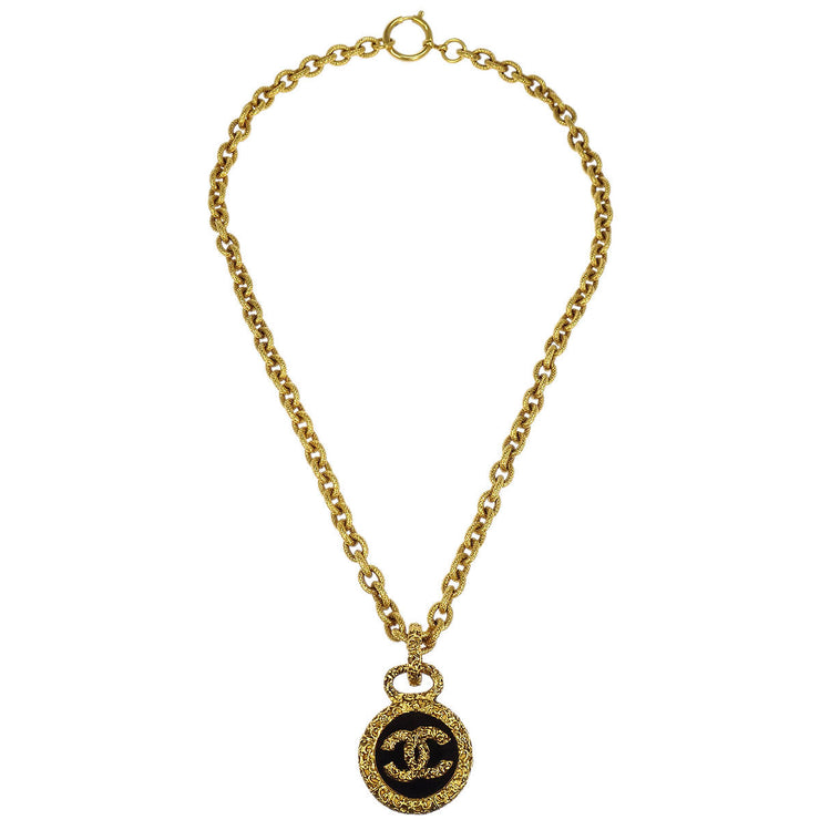 Chanel Medallion Gold Chain Pendant Necklace 93A 196464