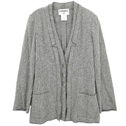 Chanel Single Breasted Jacket White Navy 99C #40 196472