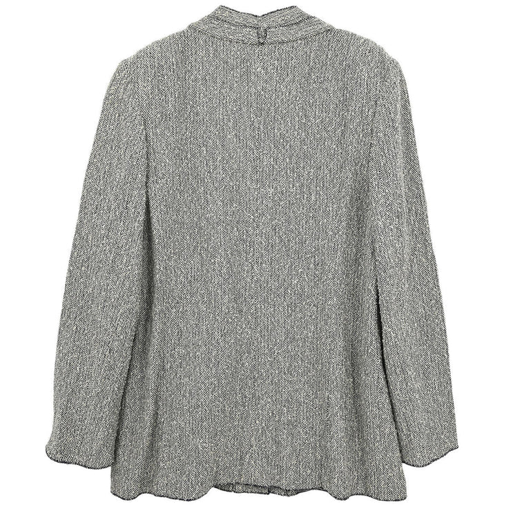 Chanel Single Breasted Jacket White Navy 99C #40 196472