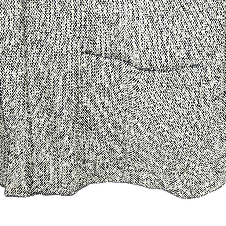 Chanel Single Breasted Jacket White Navy 99C #40 196472