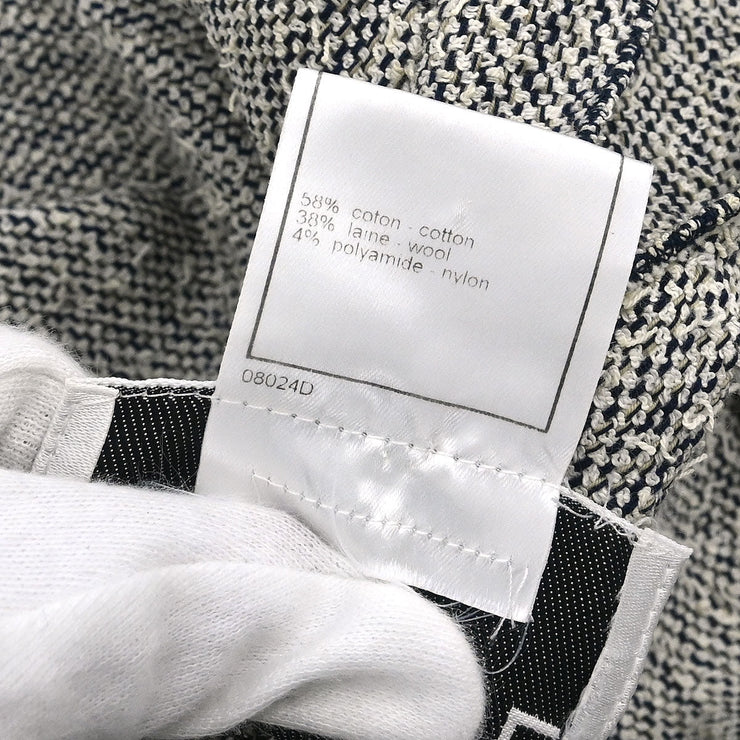 Chanel Single Breasted Jacket White Navy 99C #40 196472