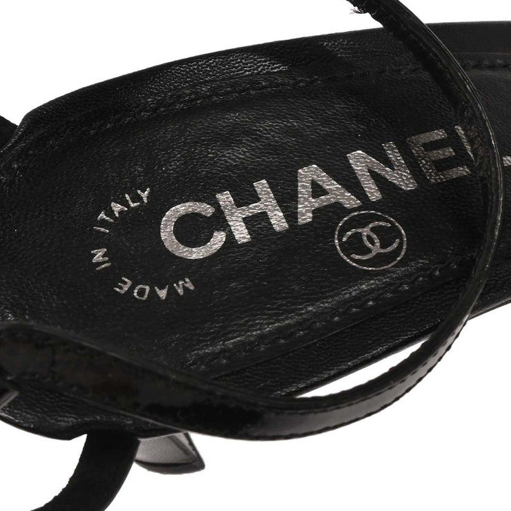 Chanel * Black Leather Shoes Sandals Mules #36 1/2 196473