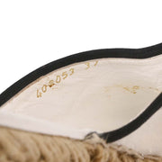 Chanel * White Canvas Espadrilles Shoes Sabot Sandals 402053 #37 196474