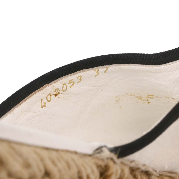 Chanel * White Canvas Espadrilles Shoes Sabot Sandals 402053 #37 196474