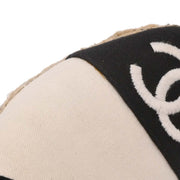 Chanel * White Canvas Espadrilles Shoes Sabot Sandals 402053 #37 196474