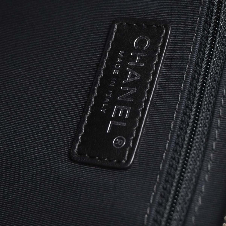 Chanel Black Beige Calfskin Featherweight Bowling Bag 196475