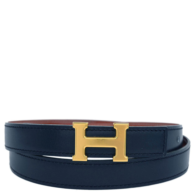 Hermes Black Box Calf Constance Reversible Belt #80 Small Good  Square:A 16 115740