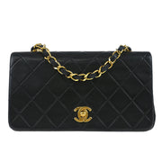 Chanel Black Lambskin Turnlock Mini Full Flap Shoulder Bag