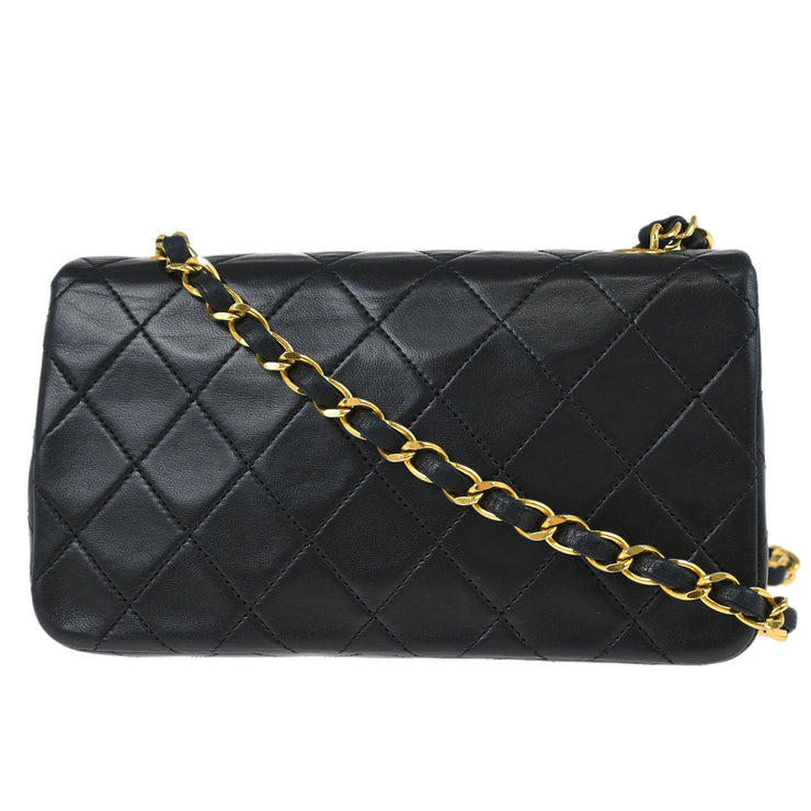 Chanel Black Lambskin Turnlock Mini Full Flap Shoulder Bag