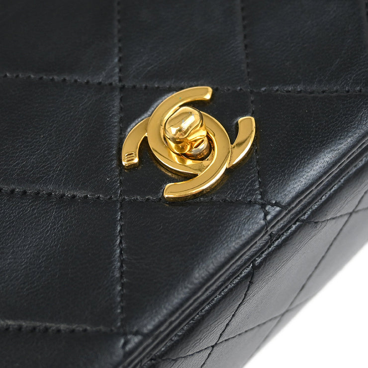 Chanel Black Lambskin Turnlock Mini Full Flap Shoulder Bag