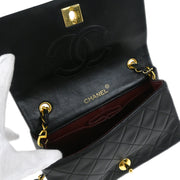 Chanel Black Lambskin Turnlock Mini Full Flap Shoulder Bag