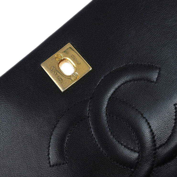 Chanel Black Lambskin Turnlock Mini Full Flap Shoulder Bag