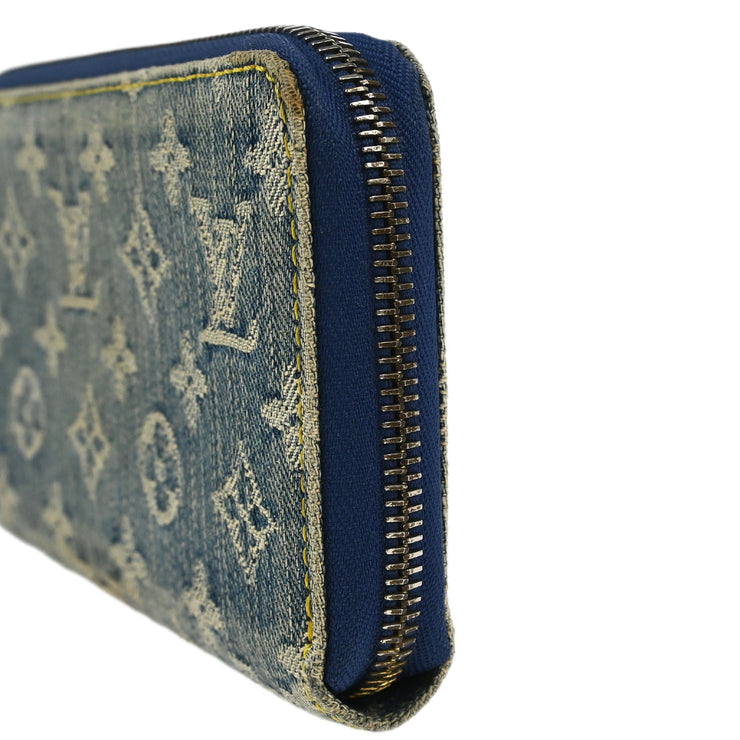 Louis Vuitton Blue Monogram Denim Zippy Wallet M95341 CA1017 XX32768